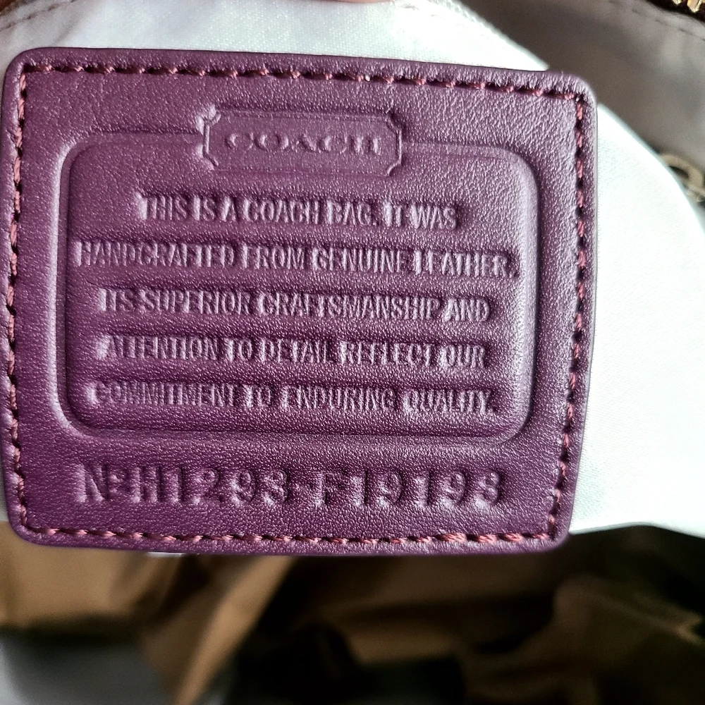 COACH Plum/ Burgundy Signature Patent Leather Tote - Picture 12 of 12